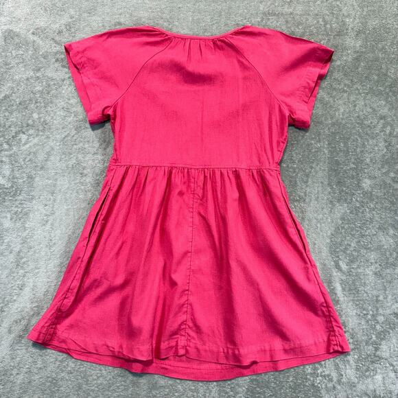 Universal Thread Linen Blend Mini Dress XS Babydoll Short Sleeves Pink Beach - Picture 6 of 6